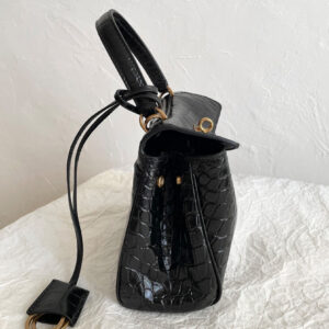 Balenciaga Rodeo Mini Handbag Crocodile Embossed Black